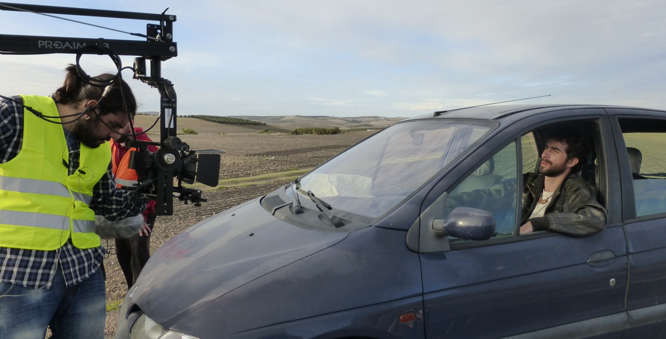 picture of the crane filming on set